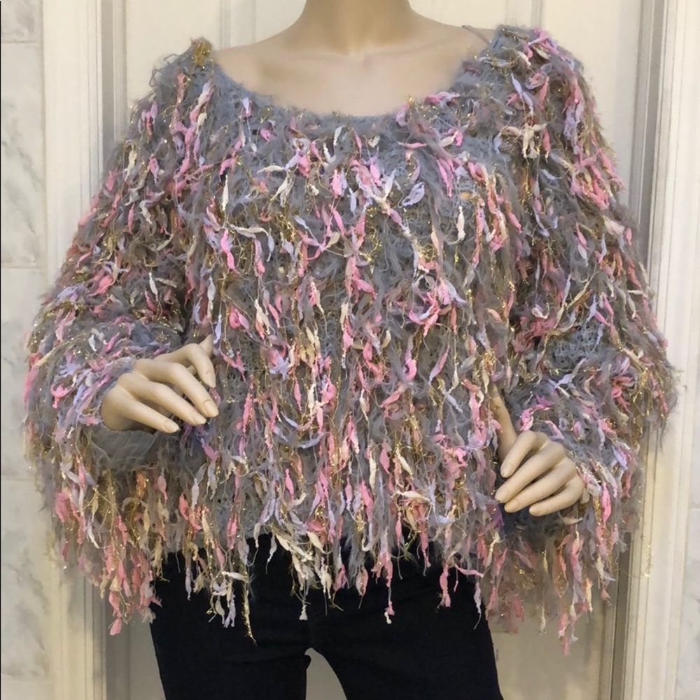 LAST 1! UNICORN RAINBOW FRINGE SWEATER TOP - Picture 5 of 8